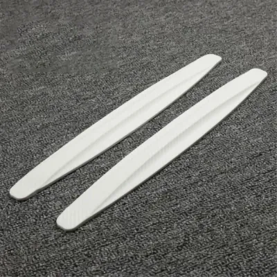 Image de 2 pièces de bandes de pare-chocs pour voiture, anti-collision, PVC imperméable, couleur élégante, protection d'angle, fibre de carbone, blanc