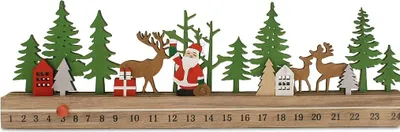 Produktbild von Riffelmacher Weihnachtskalender Zeitstrahl | Holz | Weihnachtslandschaft | 40 x 3,6 x 12 cm | Deko Adventskalender zum Schieben | 19679