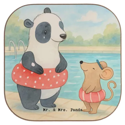 Produktbild von Mr. & Mrs. Panda Getränkeuntersetzer Otter Schwimmen Design - Weiß - Geschenk, Coaster, Tischuntersetzer, Schwimmkurs, Wassersport, gläseruntersetzer, Holzuntersetzer