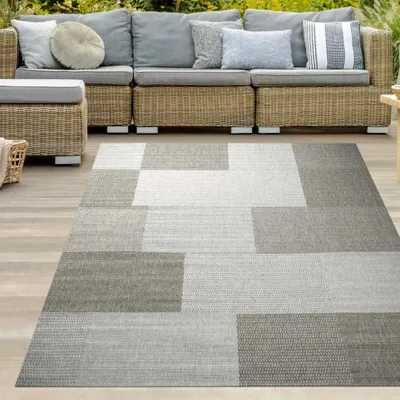 Produktbild von Teppich - Grau - Braun - 60 x 110 cm - große Karomuster