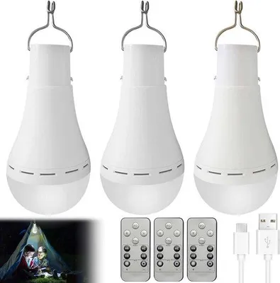 Image de Lampe LED avec batterie et télécommande - Rechargeable par USB - Avec crochet - Éclairage de secours à 3 modes - Pour l'intérieur et l'extérieur.