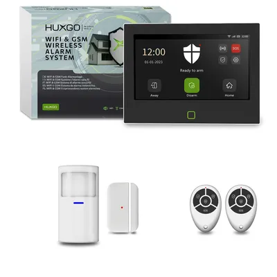 Image de Système d'alarme HUXGO Wi-Fi GSM 4G HXA700 7 pouces, 1 détecteur PIR + 1 capteur de porte,via application