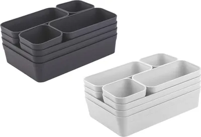 Produktbild von Gariella 2 x Schubladen Organizer 8-teilig Anthrazit+Hellgrau