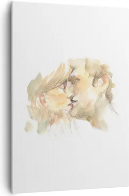 Produktbild von Bild auf Leinwand - Leinwandbild - Einteilig - Kuss Paar Liebe - 70x100cm - Wand Bild - Wanddeko - Wandbilder - Leinwanddruck - Kunstdruck - Wanddekoration - Leinwand bilder - Wandbild - PA70x100-5005
