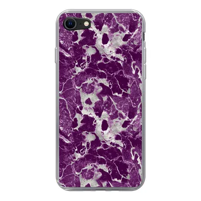 Produktbild von MuchoWow® Handyhülle Schutzhülle Hülle für iPhone 7 Marmor - Glitter - Lila - Muster Silikon Softcase Handy Hülle - Kartenhalter