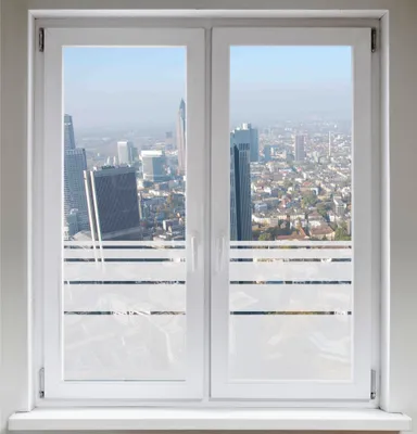 Produktbild von INDIGOS UG Sichtschutzfolie Fensterfolie Glasdekorfolie Dynamische Streifen satiniert blickdicht ORACAL® - 600mm Breite x 500mm Höhe
