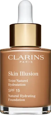 Productafbeelding van Clarins Skin Illusion, flesje met pipet, vloeibare foundation, universeel, hydraterend, verzachtend, egaliserend, voor een gebruind effect, beige