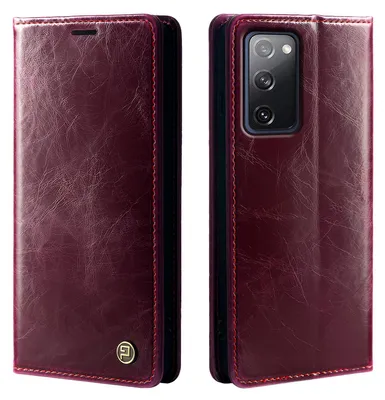 Produktbild von Handyhülle für Samsung Galaxy S20 FE Kunstleder Klapphülle Vintage Cover Hülle RFID Schutz Case Kartenfach Farbe: Weinrot