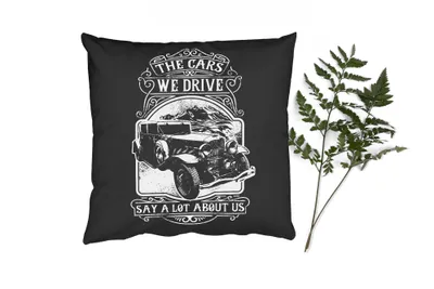 Produktbild von MuchoWow® Zierkissen Sofakissen Wohnzimmer Dekokissen 50x50 cm Mancave - Auto - Retro - Schwarz - Weiß - Komfort - Sofakissen