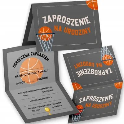 Zdjęcie produktu dla Zaproszenie Urodzinowe Dla Fana Koszykówki Zaproszenia Na Przyjęcie Wzory