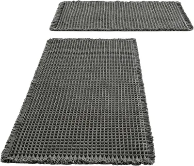 Produktbild von Badmatte Set, 2-teilig, 46 x 77 cm und 43 x 24 cm, waschbar, rutschfest, für Badezimmer