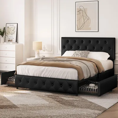 Produktbild von Yaheetech Polsterbett 140 x 200 cm Doppelbett Bettrahmen mit 2 Schubladen