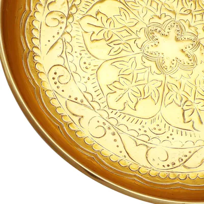 Produktbild von Handgefertigtes orientalisches Teetablett Afet aus goldfarbenem Metall, 31 cm