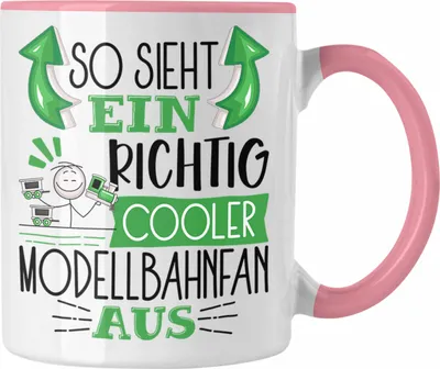 Produktbild von Trendation - Modellbahnfan Tasse So Sieht Ein Richtig Cooler Modellbahnfan Aus Geschenk Lustiger Spruch Geschenkidee (Rosa)