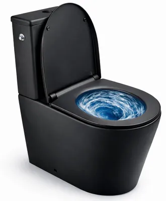 Immagine prodotto di WC combinato SAT Brevis con scarico Tornado, allacciamento acqua a sinistra/destra, senza brida e scarico Vario, nero opaco