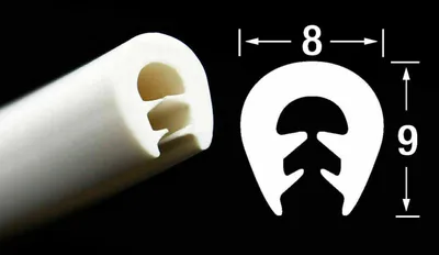 Produktbild von KS-TPE0-2,5W Kantenschutzprofil weiß TPE Klemmbereich 0,5-2,5 mm Maße 8x9 mm