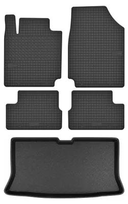 Produktbild von Gummimatten + Kofferraumwanne für Nissan Micra K12 2002-2009 (Schrägheck, Standard-Kofferraum) – Schwarz, passgenau – Wielganizator