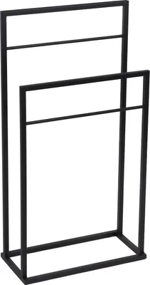 Produktbild von FRAMADO Metall Handtuchständer 2-armig Duo, Badetuchhalter Schwarz, 2-armig Duo, 45x21x86cm