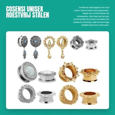 Productafbeelding van Dailygoods- Roestvrij Staal Oorstekers - Uni - 10 mm/12 mm/14 mm/16 mm - Cadeaupakket - Modieuze Piercingsieraden - Hoogwaardige Kwaliteit - Oordopjes