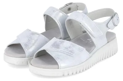 Productafbeelding van Semler Damen sandalen, model CLARA, zilverkleurig, gemaakt van ruw leer, maat: 36,5