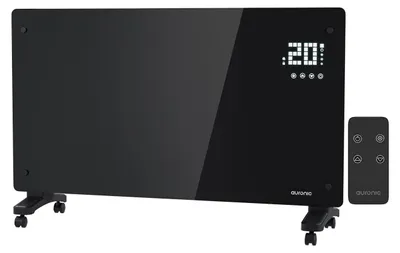 Produktbild von Auronic Konvektorheizung 2500W Schwarz - Glas-Panel mit Thermostat - Timer - Fernbedienung