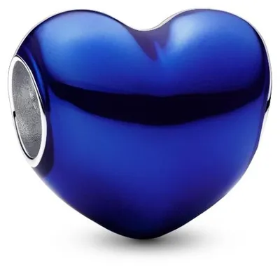 Image de Charm Pandora pour femme Cœur métallique bleu Argent sterling 793337C05