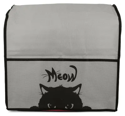 Produktbild von kwmobile Hülle kompatibel mit KitchenAid 4,3-4,8 liter - mit 3 Fächern - Küchenmaschine Staubschutz Abdeckhaube in Grau Schwarz Katze Meow