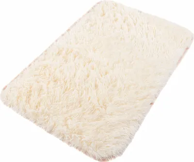 Produktbild von Teppich Badematte Badezimmer Shaggy Hochflor Langflor Rutschfest Creme Microfibra 50 x 80 cm