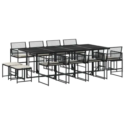 Produktbild von vidaXL 13-tlg. Garten-Essgruppe mit Kissen Schwarz Poly Rattan