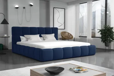 Produktbild von Polsterbett Doppelbett GIOTTO Komplettset 180x200cm Stoff Magic Velvet Dunkelblau