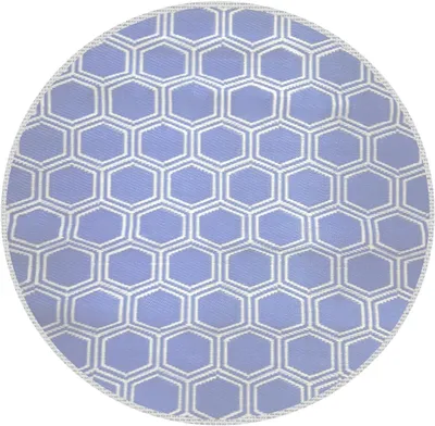 Produktbild von Domarex Moderner, wasserfester Outdoor-Teppich für Terrasse, Balkon, Garten – Durchmesser 120 cm – Verschiedene Designs verfügbar - Ritmo BLAU
