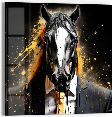 Produktbild von DEQOART Glasbild Echtglas 30x30 cm 'Wilder Anzugträger' Wandbild Bild modern Deko