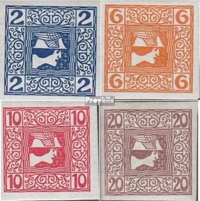 Produktbild von Briefmarken Österreich 1908 Mi 157y-160y (kompl.Ausg.) dünnes Papier gestempelt Zeitungsmarken