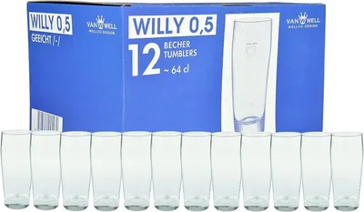 Produktbild von Willibecher Gläser 0,5L Dickwandiges Glas Spülmaschinenfest Set aus 12