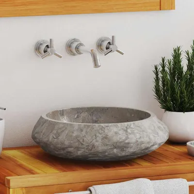 Immagine prodotto di vidaXL Lavabo grigio Ø40x12 cm in marmo