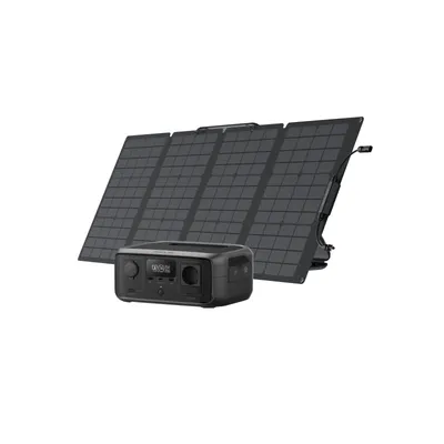 Produktbild von ECOFLOW RIVER 3 Tragbare Powerstation mit 110W Solarpanel, 245Wh LFP Batterie, bis zu 600W Leistung, GaN Effizienz verdoppelt die Laufzeit,<20ms USV