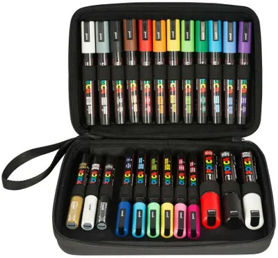 Produktbild von Posca Malstifte Luxus Koffer 24 Stück - Kreatives Zeichnen und Malen