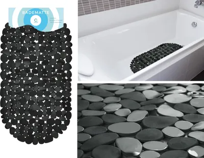 Produktbild von Circul Badewannenmatte 68 x 35 cm schwarz Steinoptik modern - Anti-Rutsch