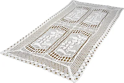 Obrázok produktu pre Biely háčkovaný bežec na stôl, 50 x 100 nití, biely čipkový obrúsok