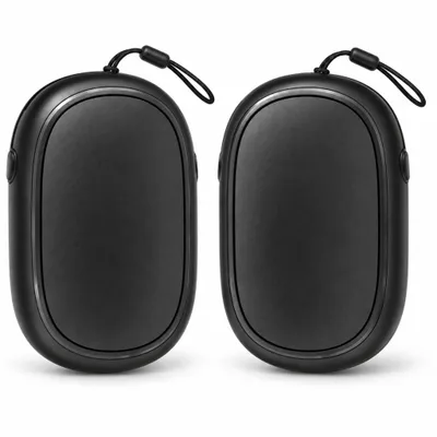 Produktbild von Handwärmer wiederaufladbar 2er-Set – elektrischer Taschenwärmer mit USB-C Akku, 3 Heizstufen (40/50/60 °C), Display, Trageschlaufe – Schwarz
