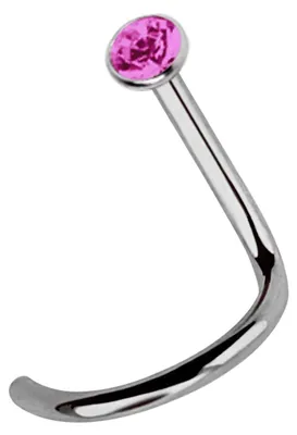 Produktbild von 1 x Titan Nasenstecker Spirale, 2,0 mm Stein in pink, Stab 1,0 mm