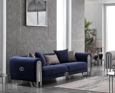 Produktbild von Luxus Couch Polster Möbel Wohnzimmer Couchen Blaue 240cm Dreisitzer