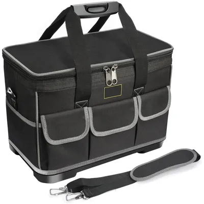 Productafbeelding van Grote, inklapbare gereedschapstas met organizer, waterdichte bodem, zwart, 40x23x28 cm