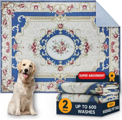 Imagen del producto de Almohadillas absorbentes para perros, lavables, 2 unidades de 60x45 cm, ideales para jaulas de perros