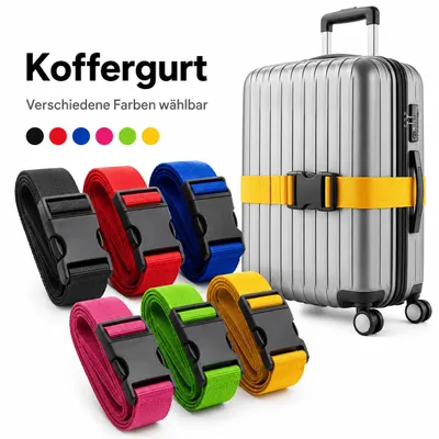 Produktbild von Kofferband Koffergurt Gepäckband Kofferriemen Gepäckgurt verstellbar bis 180cm