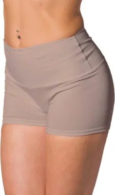 Produktbild von Alkato Damen Sport Shorts mit Hohem Bund Hotpants Radlerhose, Farbe: Beige Latte, Größe: 40