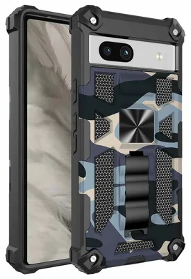 Produktbild von Für Google Pixel 7a Camouflage Armor Hülle Cover Hellblau Etui Handy Tasche Military