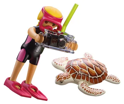Productafbeelding van PLAYMOBIL Duikvrouw met schildpad figuur. Geschikt voor kinderen. One size