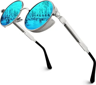 Produktbild von GQUEEN Retro Runde Steampunk Sonnenbrille UV400 Polarisiert