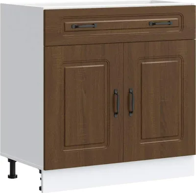 Image de vidaXL Élément bas de cuisine Kalmar brun imitation chêne Matériau dérivé du bois